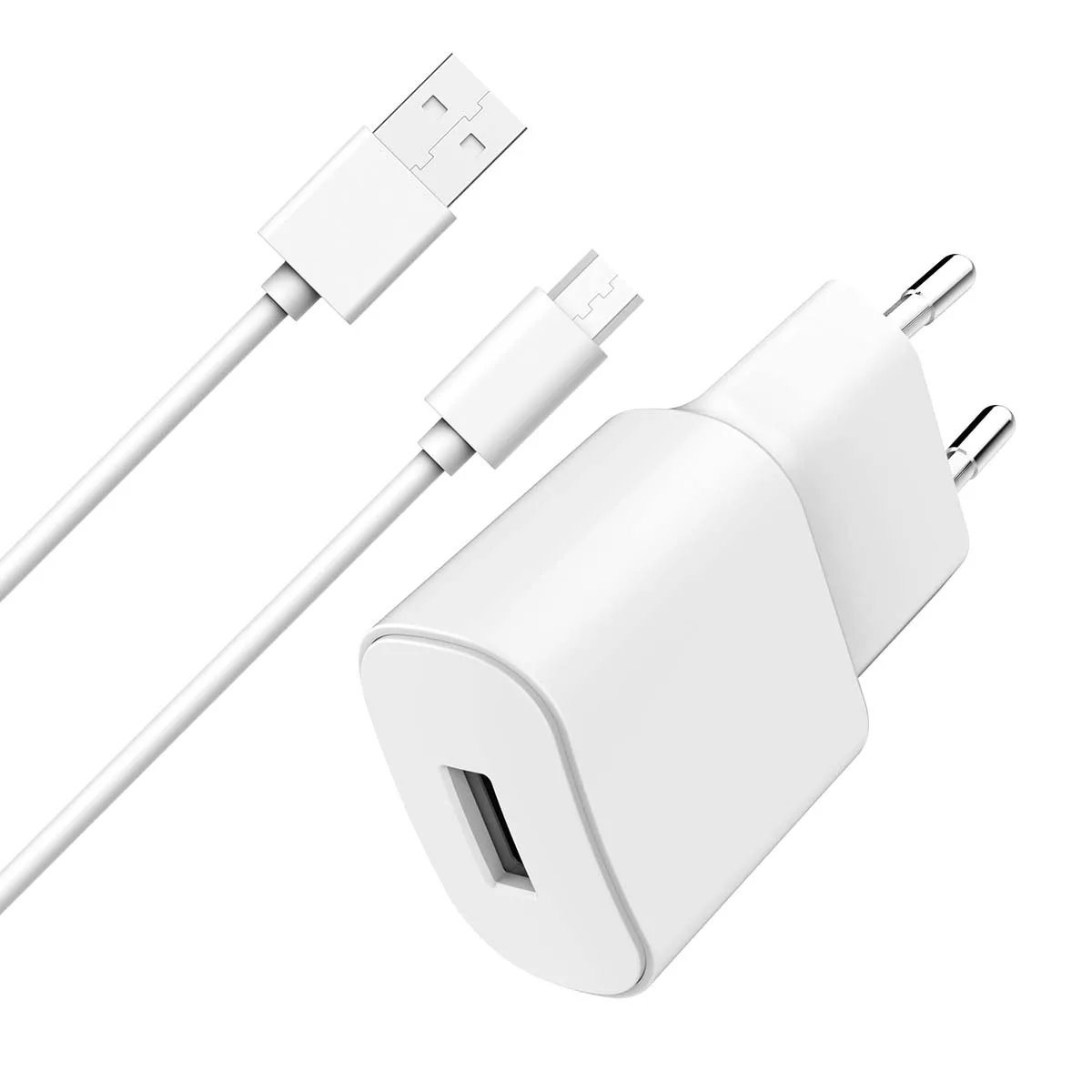 Wow Blanc Chargeur Secteur Usb A 2.4A Fastcharge + Câble Usb A/Micro Usb