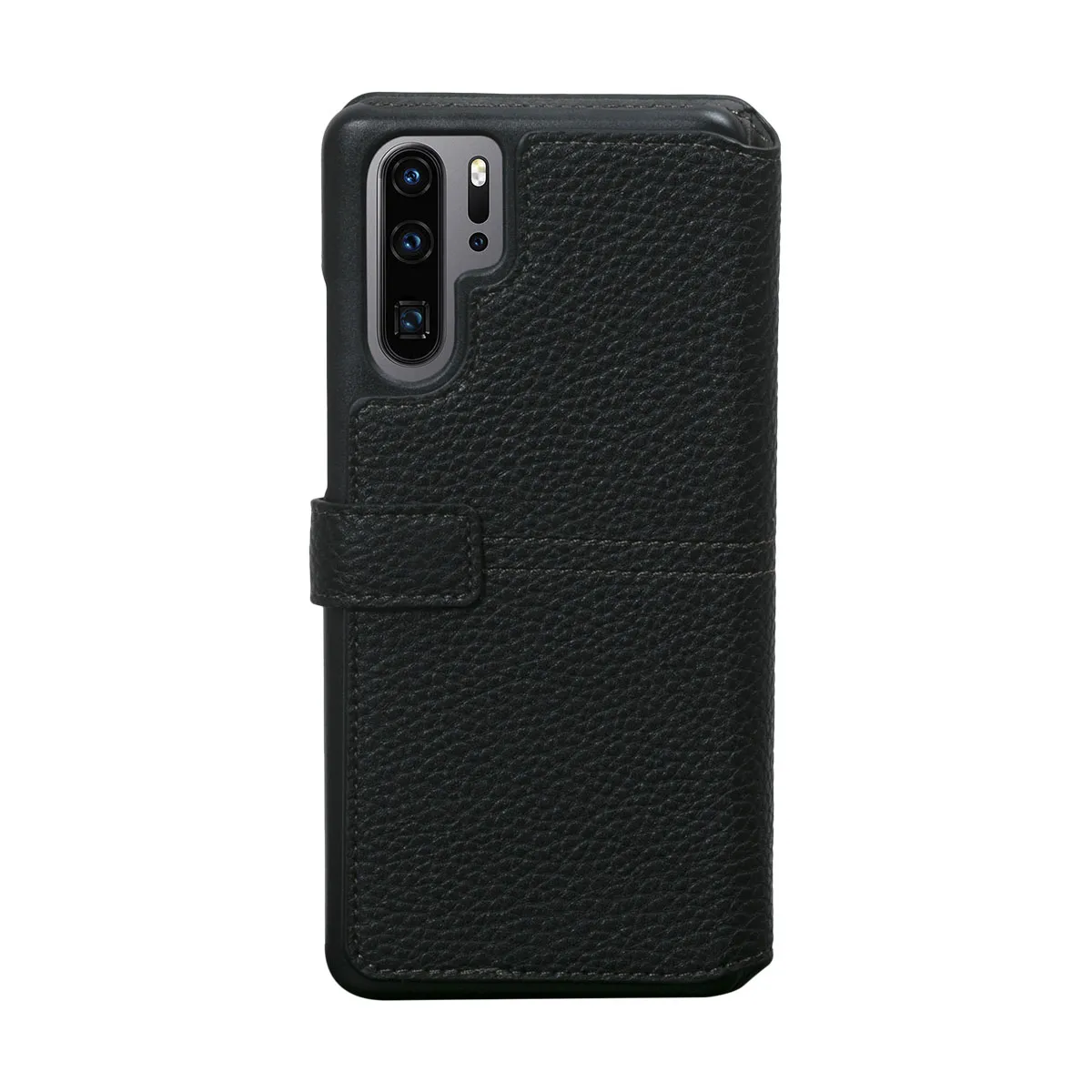 Faconnable Noir Façonnable Étui Pour Huawei P30 Pro Folio Sellier Avec Bouton Laqué