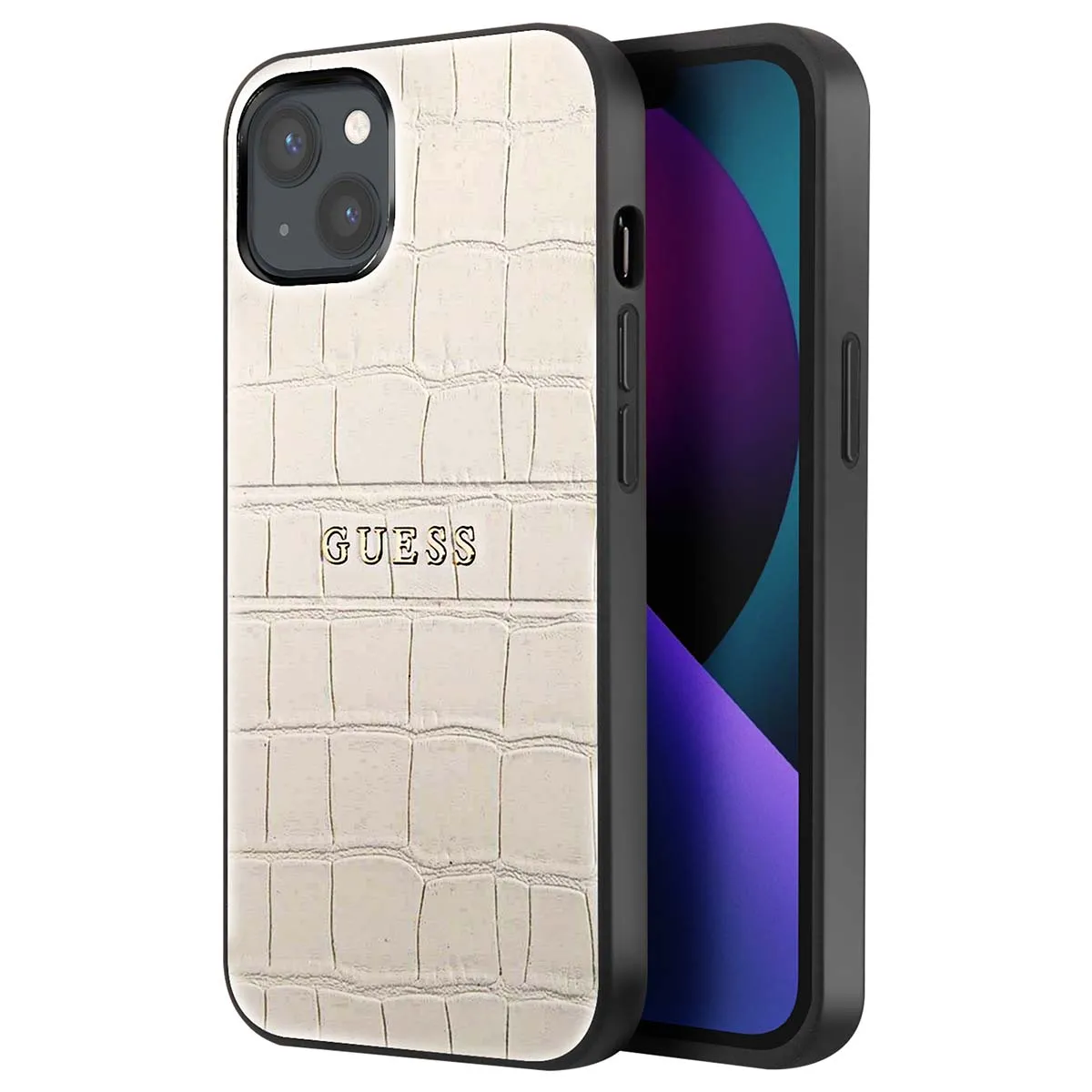 Guess Beige Coque Pour Apple Iphone 13 Pu Croco - Neuf - Image 3