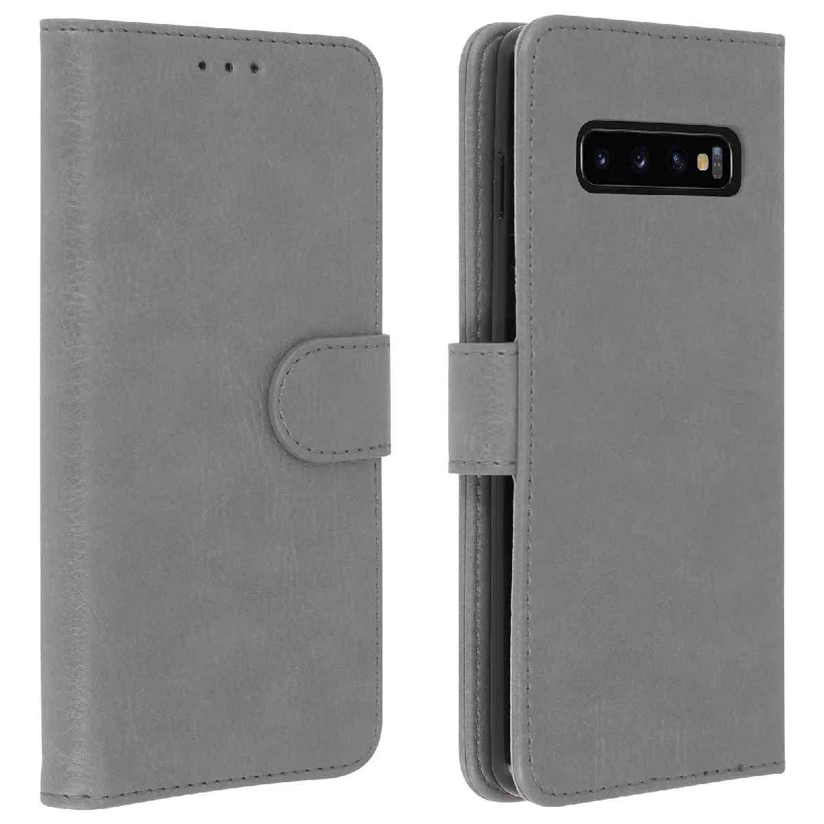 Avizar Gris Housse Pour Samsung Galaxy S10 Étui Portefeuille Support Stand