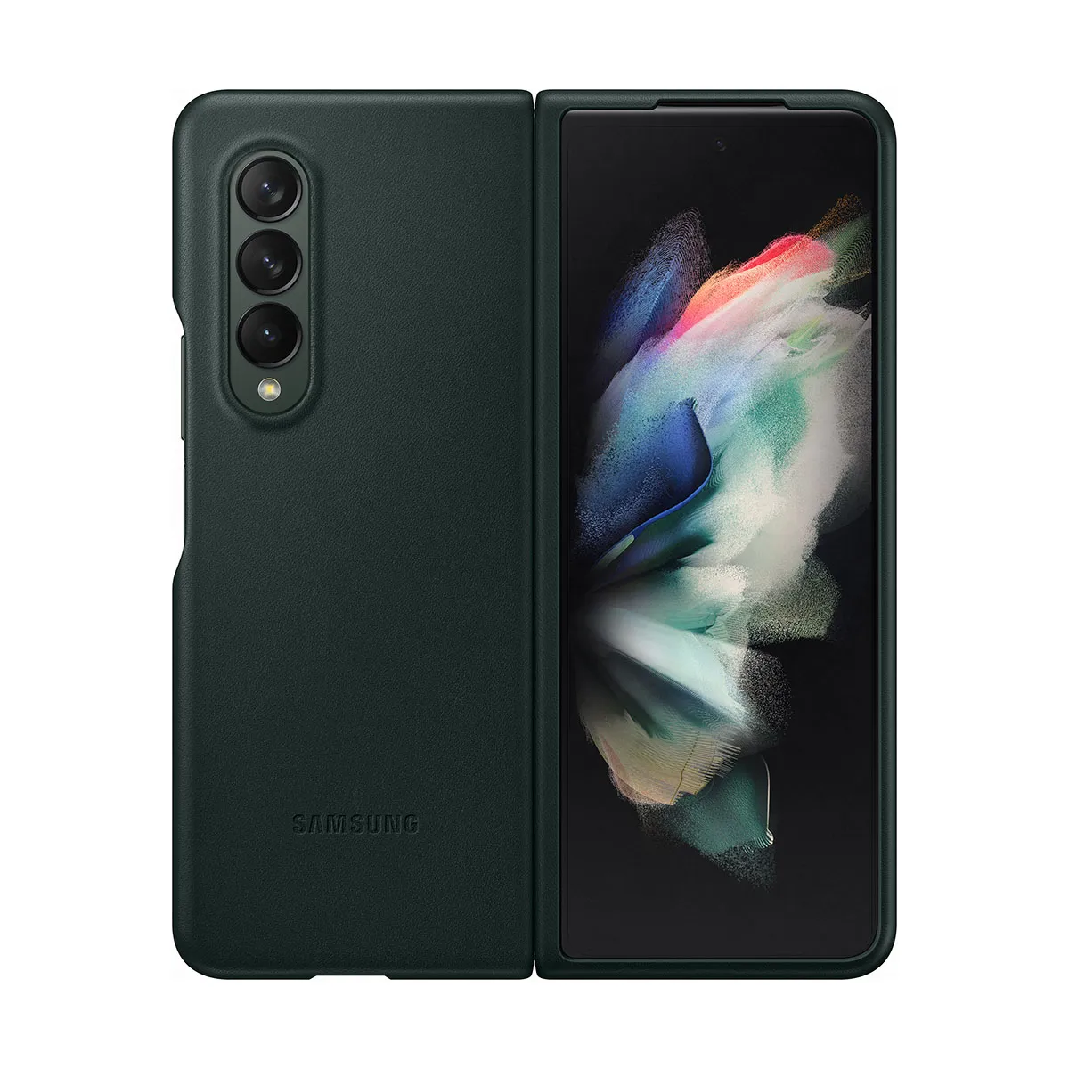 Samsung Coque pour Samsung Galaxy Z Fold 3 en Cuir Compatible avec Charge Sans Fil