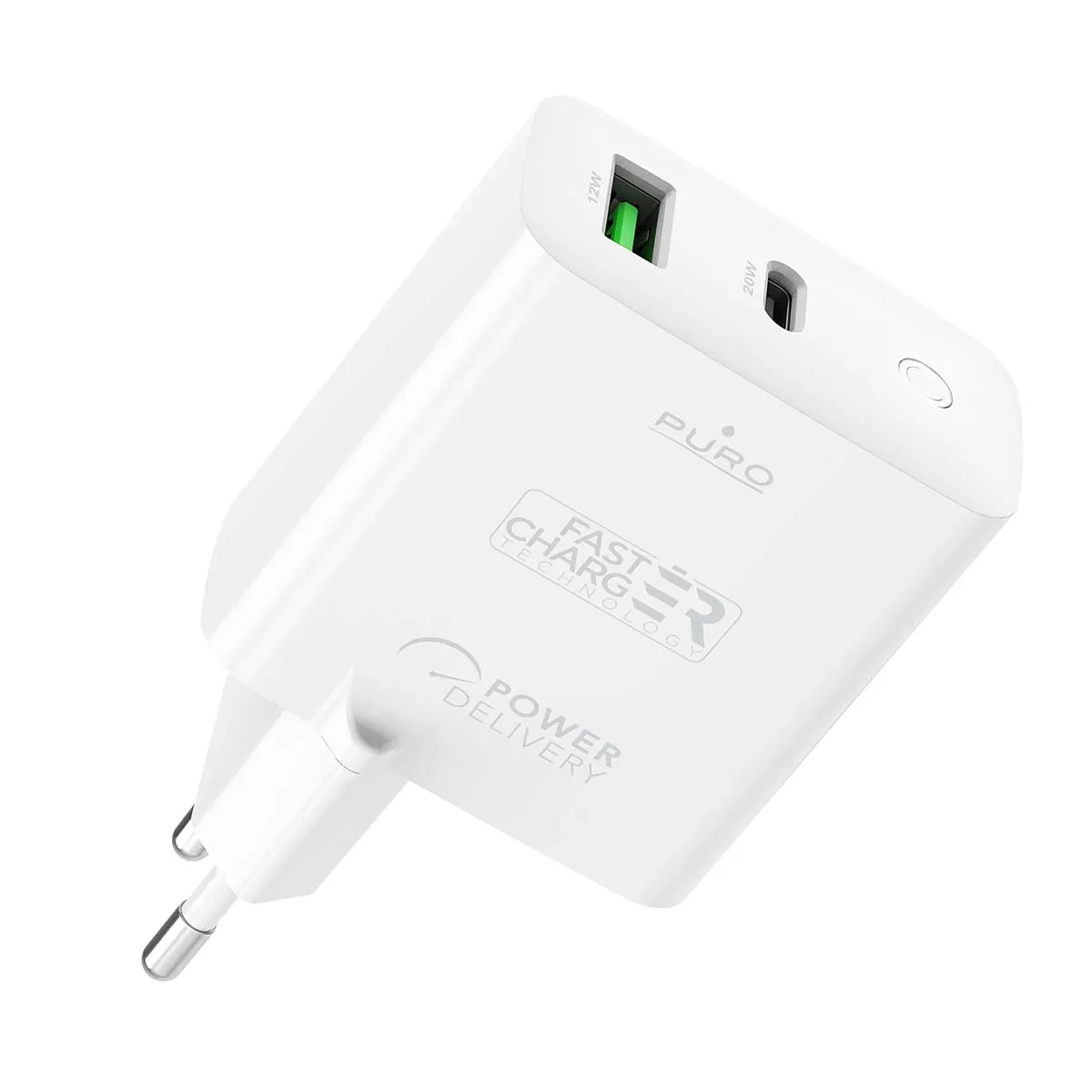 Puro Blanc Chargeur Double Prise Usb A + C Pd 32W (12+20W) Power Delivery