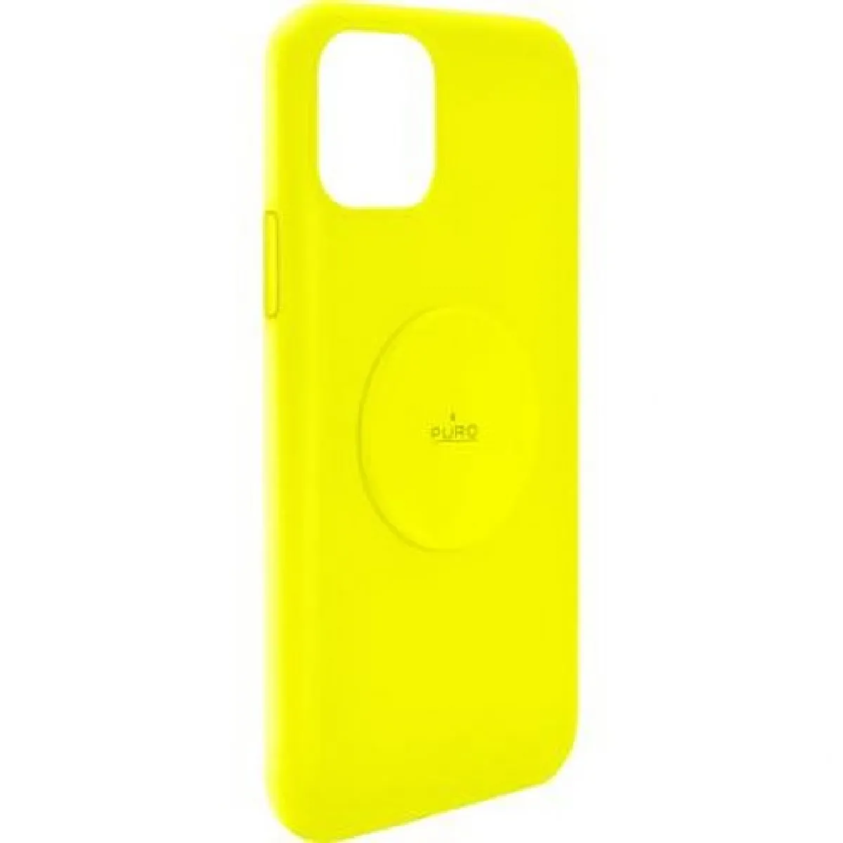 Puro Coque Silicone Icon aimantée Jaune Fluo pour iPhone 11 Puro