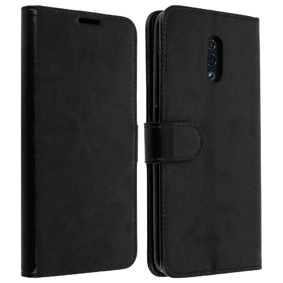 Avizar Noir Housse Pour Oppo Reno Étui Folio Porte Cartes Fonction Support Vidéo - Neuf - Image 2