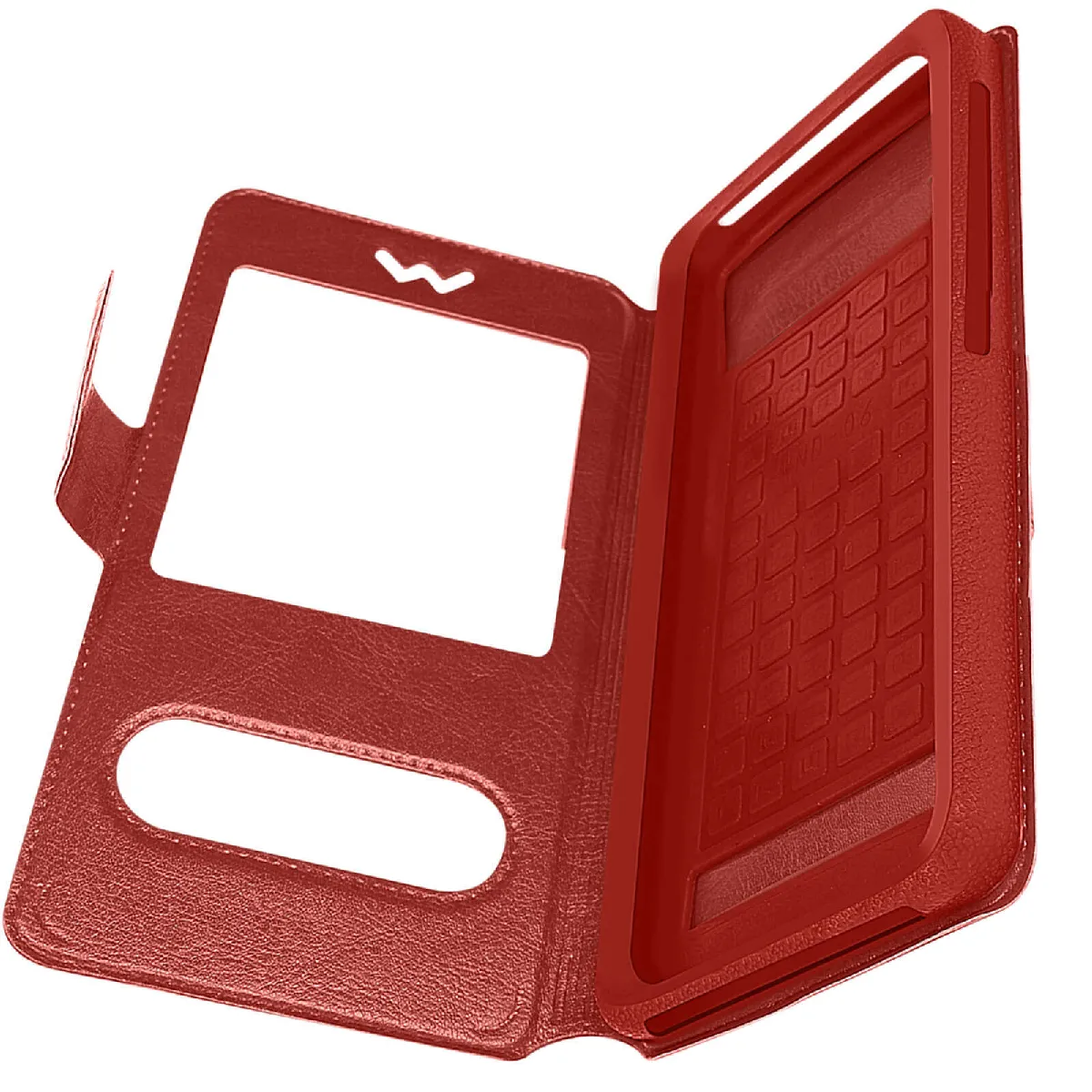 Avizar Étui Smartphones : Longueur entre 139 mm et 144 mm double fenêtre - Rouge