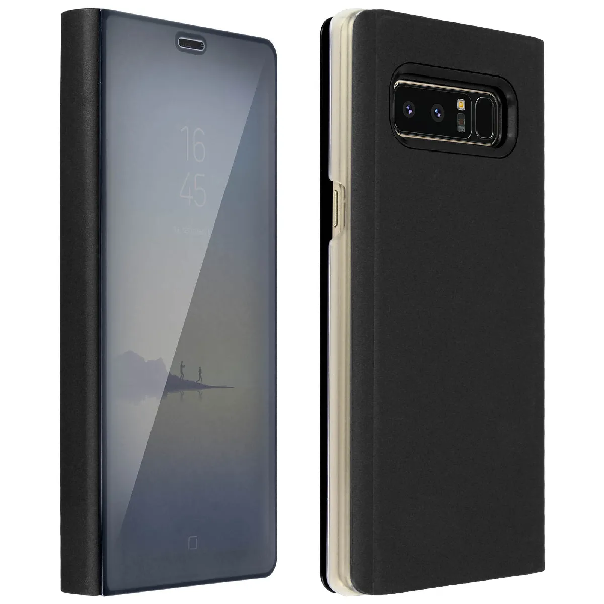 Avizar - Etui Folio pour Samsung Galaxy Note 8 - Fonction Support - Miroir - Noir - Image 2