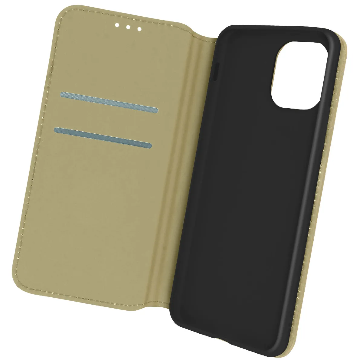 Avizar Doré Housse Folio Pour Iphone 12 Et 12 Pro Portefeuille Fonction Support Vidéo E