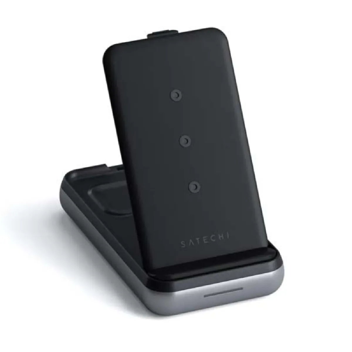 Satechi Noir Stand De Charge Sans Fil Pour Smartphones Et Airpods Duo Wireless Qi 2A 10W
