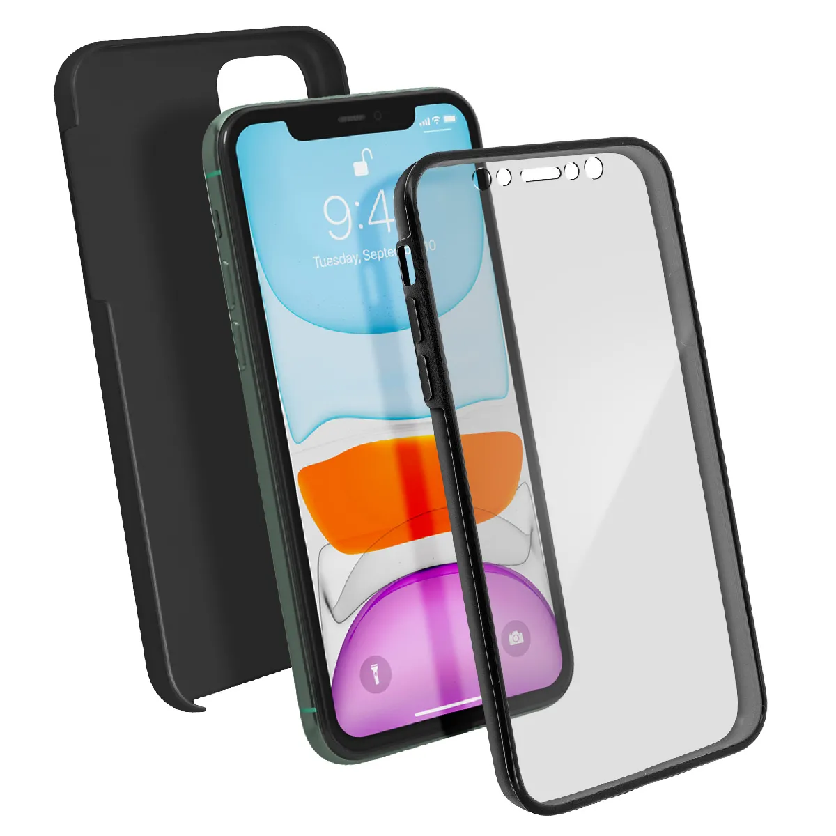 Avizar Noir Coque Pour De Protection Pour Iphone 11 Intégrale Rigide Et Souple