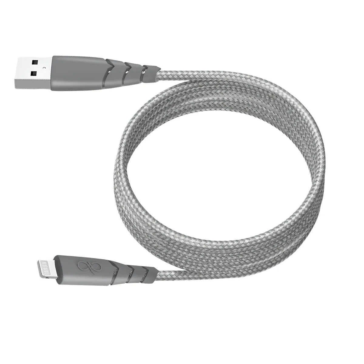 Force Gris Power Câble Ultra-Renforcé Usb A/Lightning 3M - 2.4A