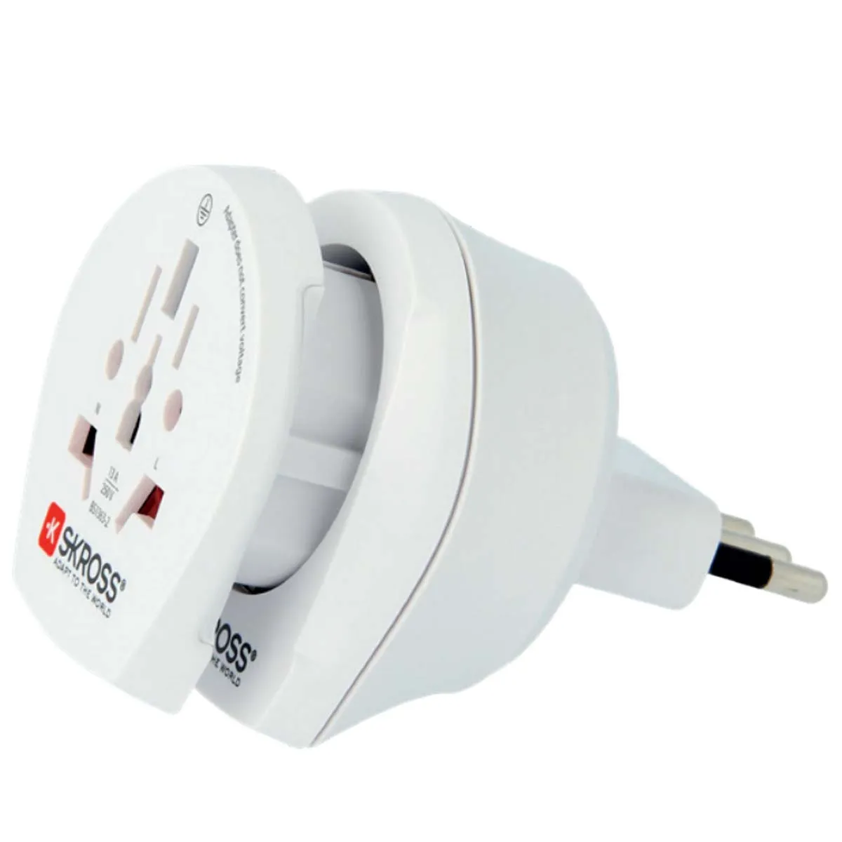 Skross Blanc Adaptateur De Voyage 2-En-1 Universel Pour Italie 13A