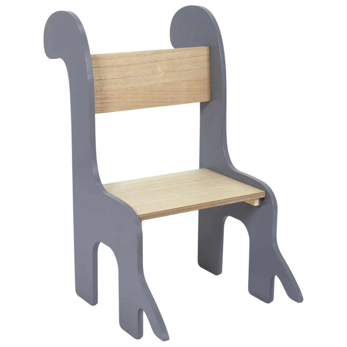 Chaise Enfant Design Dino 60cm Gris & Naturel