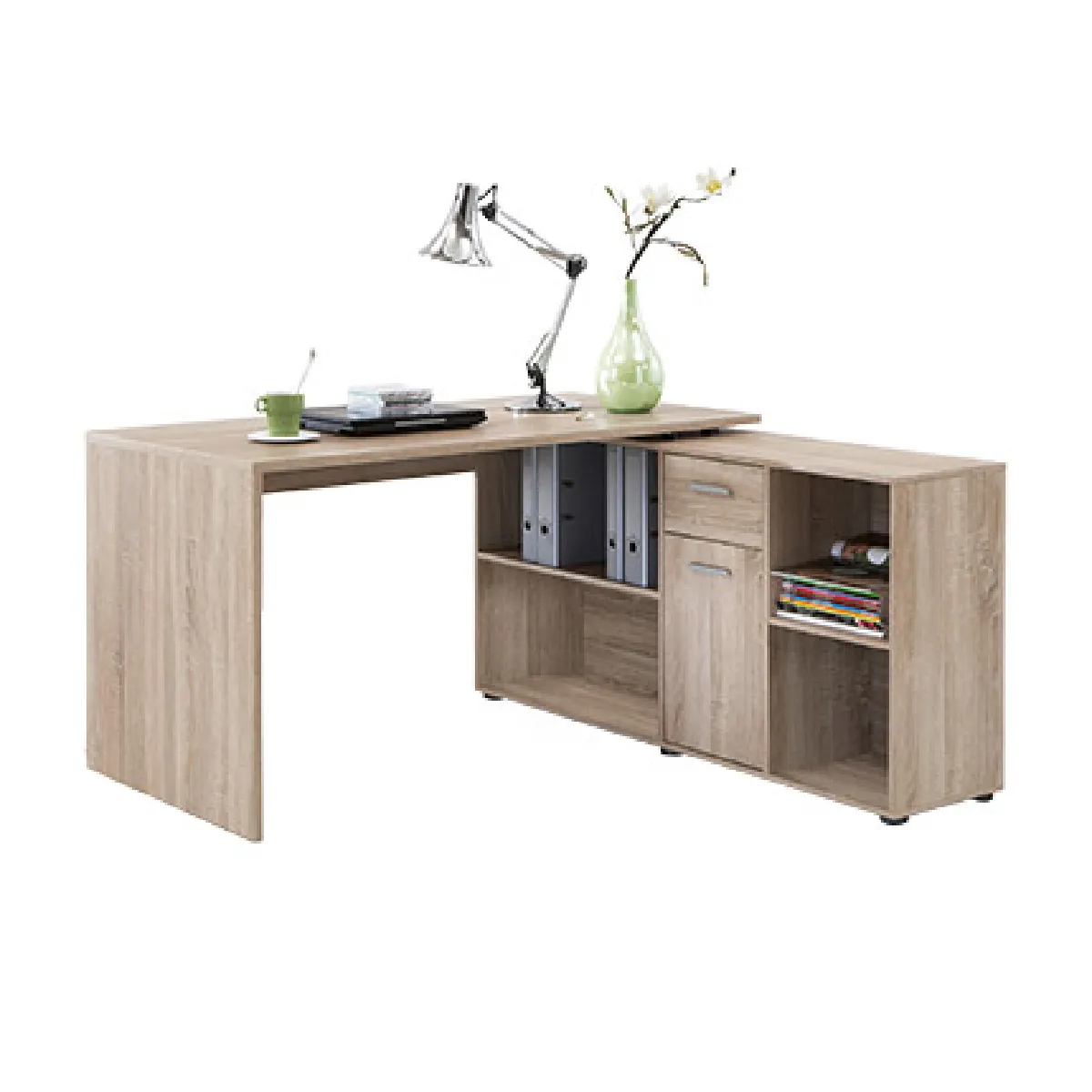 GENERIQUE - Bureau d'Angle - Oxela - Chêne - 135cm - Image 2