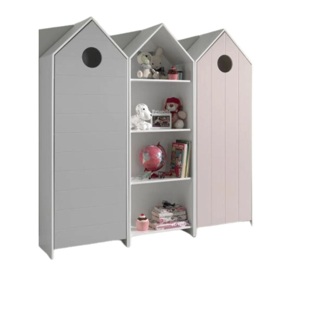 Vipack CASAMI Armoire 1 porte Gris + Armoire ouverte + Armoire 1 porte Rose Vipack CASAMI Armoire 1 porte Gris + Armoire ouverte + Armoire 1 porte Rose