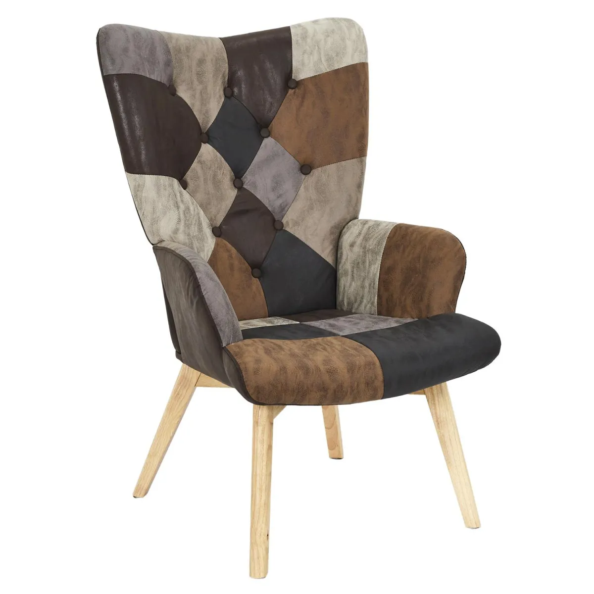 Fauteuil Patchwork Design Helsinki 100cm Marron