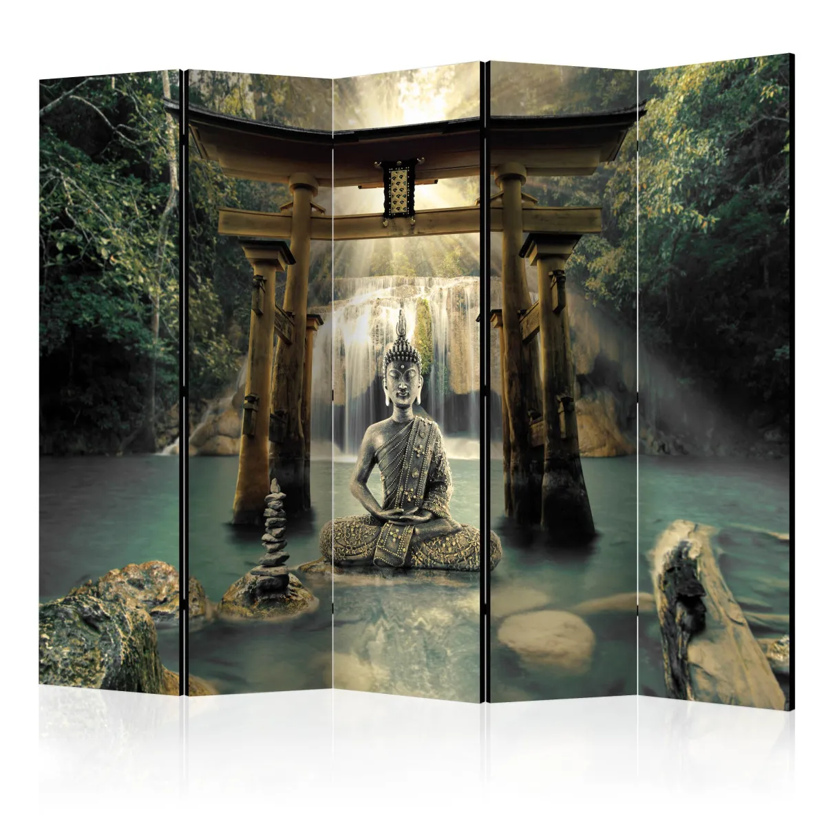 Paravent 5 volets - Buddha Smile II [Room Dividers] - 225x172 (38503)