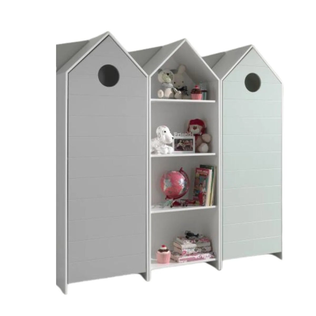 Vipack CASAMI Armoire 1 porte Gris + Armoire ouverte + Armoire 1 porte Menthe Vipack CASAMI Armoire 1 porte Gris + Armoire ouverte + Armoire 1 porte Menthe