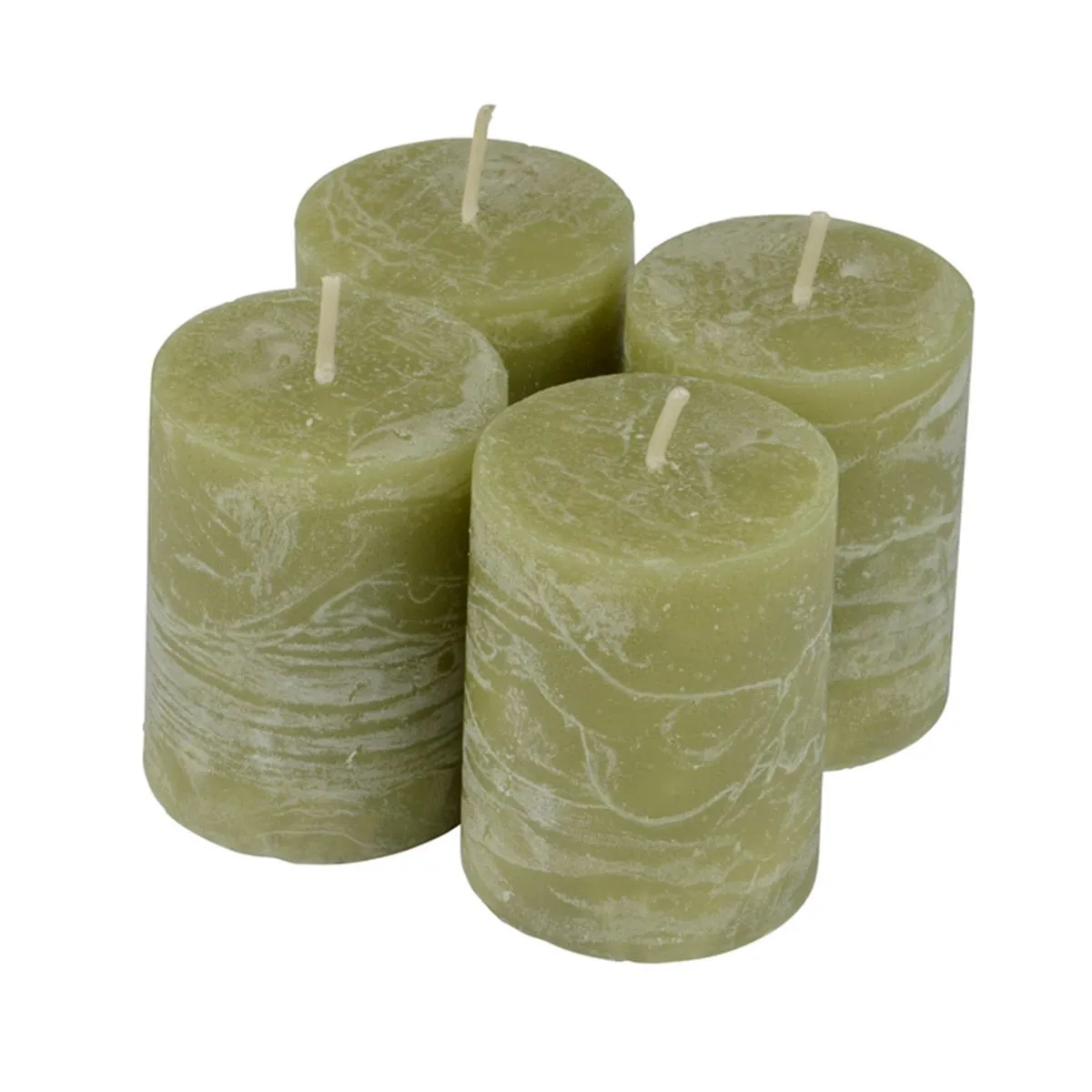 Paris Prix Vert Lot De 4 Bougies Pilier Rustique 5Cm Tilleul