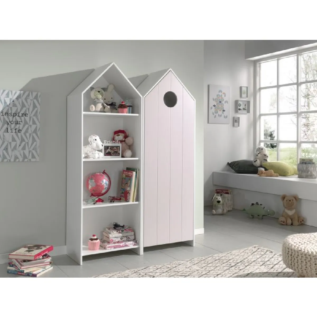 Vipack CASAMI Armoire ouverte + Armoire 1 porte Rose Vipack CASAMI Armoire ouverte + Armoire 1 porte Rose