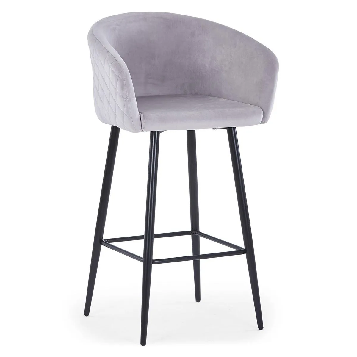 Chaise de Bar en Velours Kandi 106cm Argent