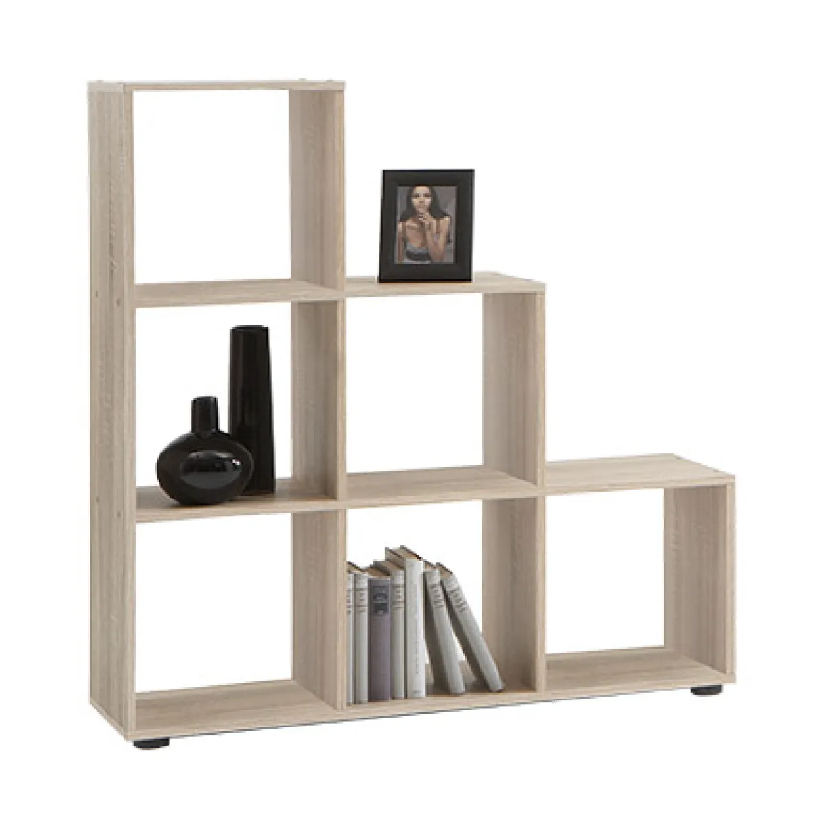 Non Communiqué Beige Étagère 6 Cases Design "Gaman" 108Cm Chêne - Image 2