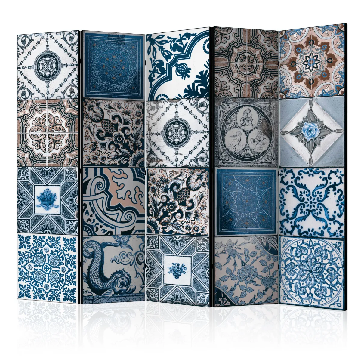 Paravent 5 volets - Blue Arabesque II [Room Dividers] - 225x172 (38402)