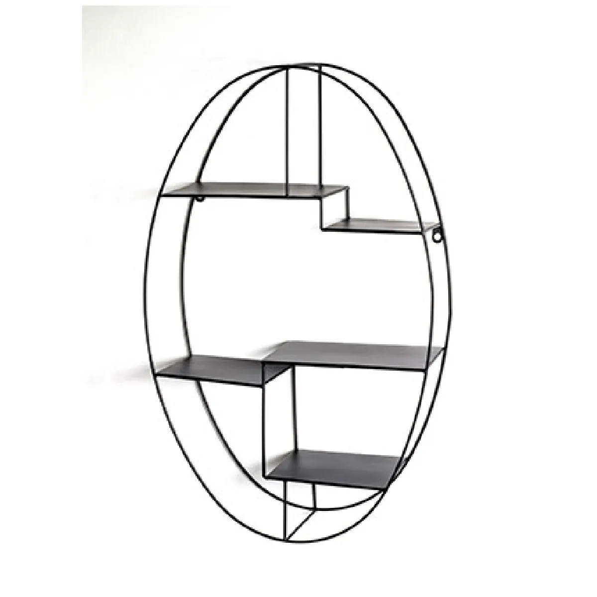 Étagère murale ovale 44x16x71 cm en métal laqué noir