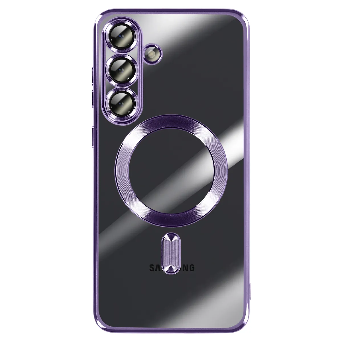 Avizar Violet Coque Pour Galaxy S25 Fe Magsafe Souple Antichocs Avec Contour Chromé