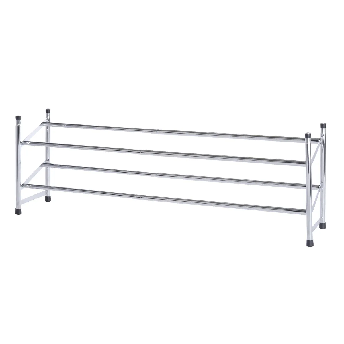 Etagère à chaussures extensible 2 niveaux en métal - Argent