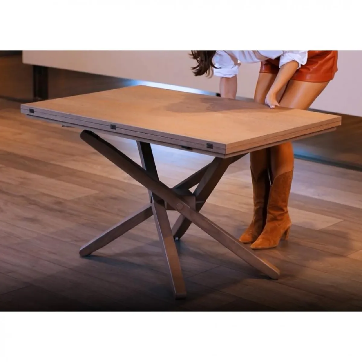 Comparer les prix de Table basse transformable SU & GIÙ Bois Wild Chêne Tabac