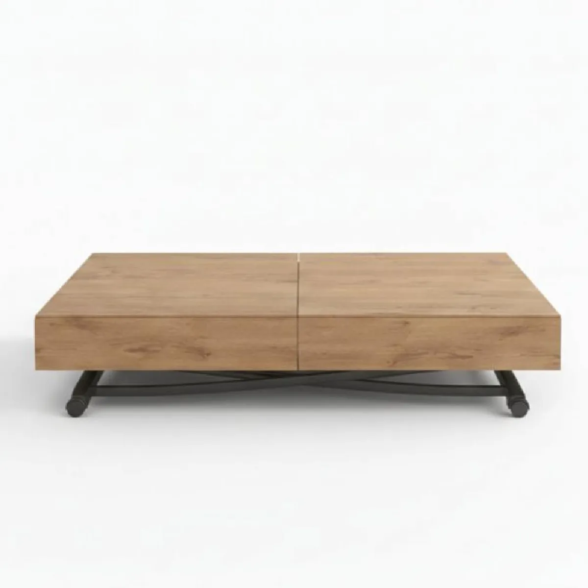 Meilleurs prix pour OZZIO NEW COVER Table Basse transformable en Eco-Bois Chêne Antique et piètement en Métal Graphite