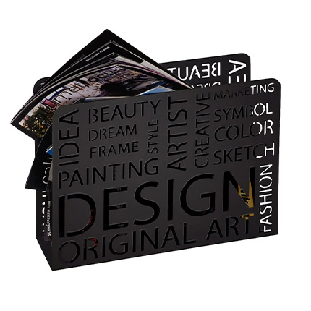 Mes Noir Porte-Revues Design En Métal Laqué
