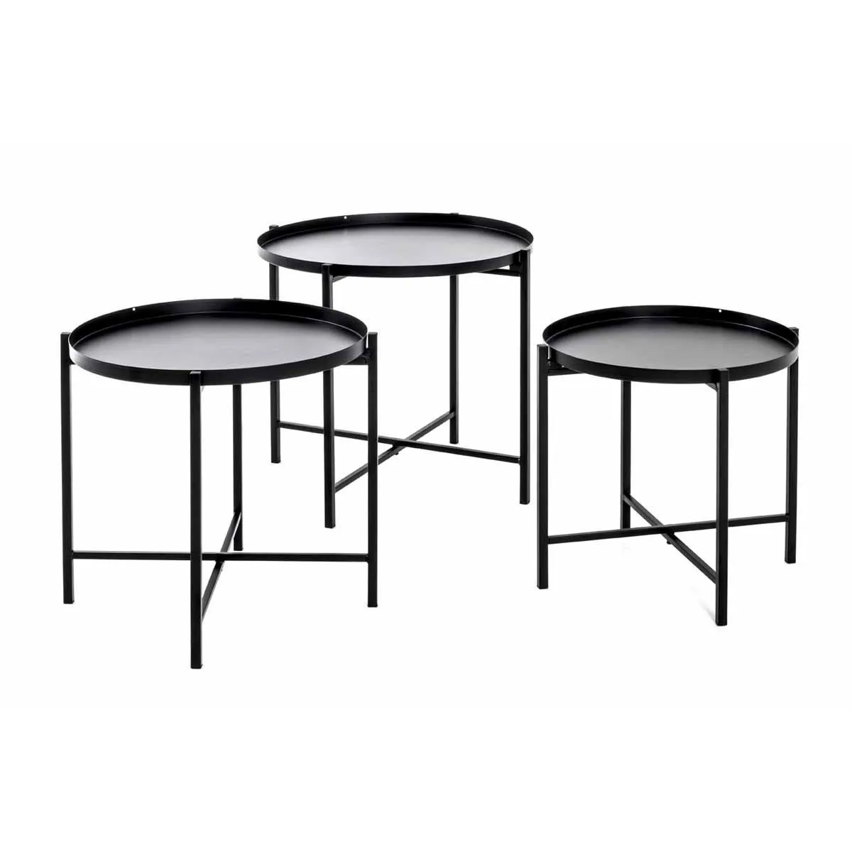 Paris Prix Lot de 3 Tables Basses Design "Kwami" 48cm Noir