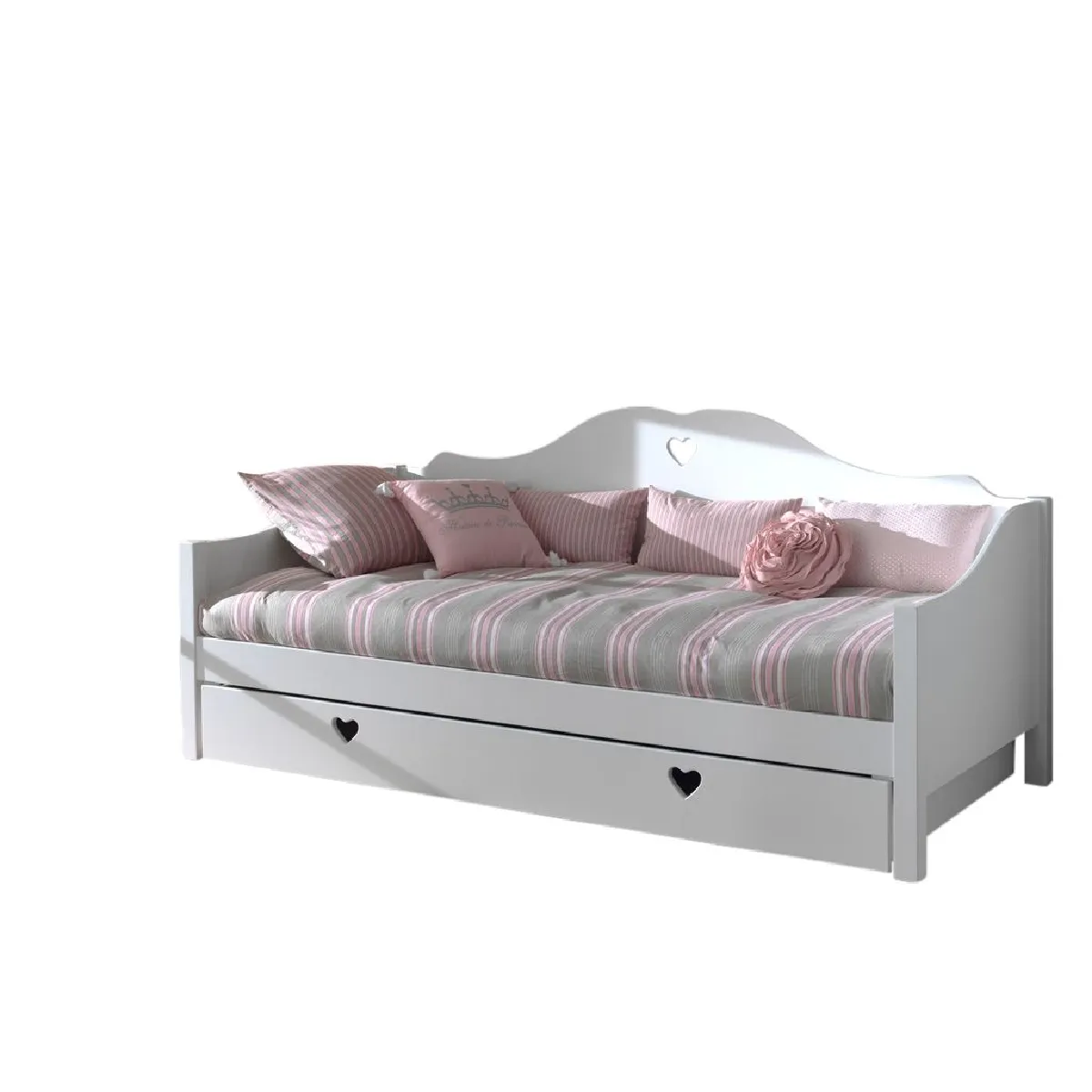 Vipack AMORI Lit capitaine laqué blanc + sommier + lit gigogne Vipack AMORI Lit capitaine laqué blanc + sommier + lit gigogne