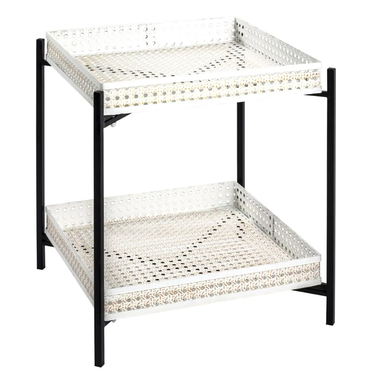 GENERIQUE - Table d'appoint - Cannage - Blanc - 50cm - Image 2