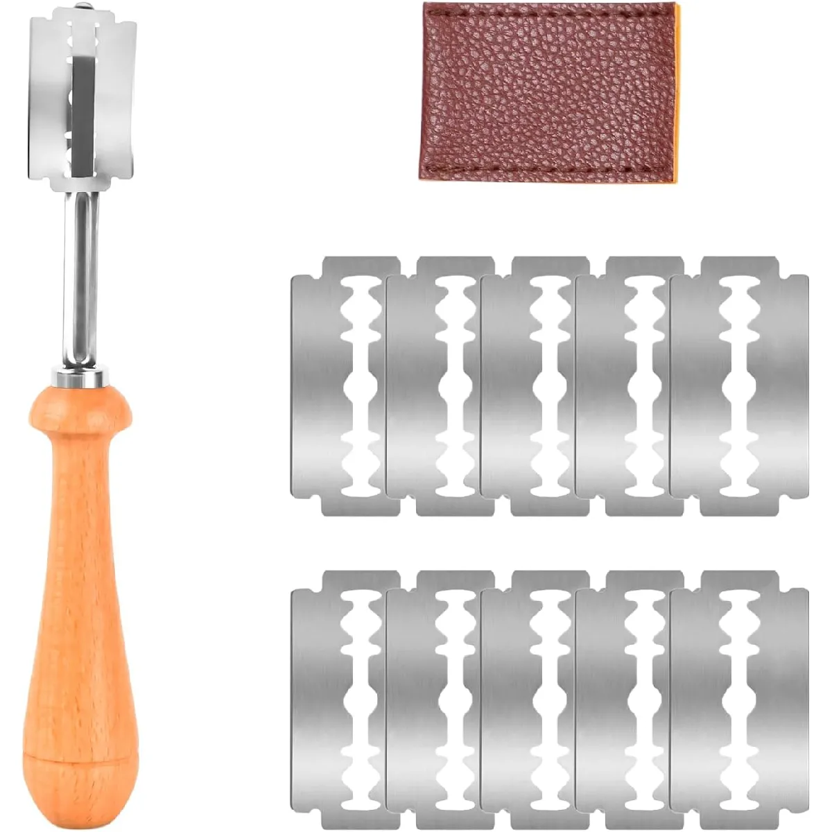 Kit Couteau à Pain avec 10 Lames et Étui