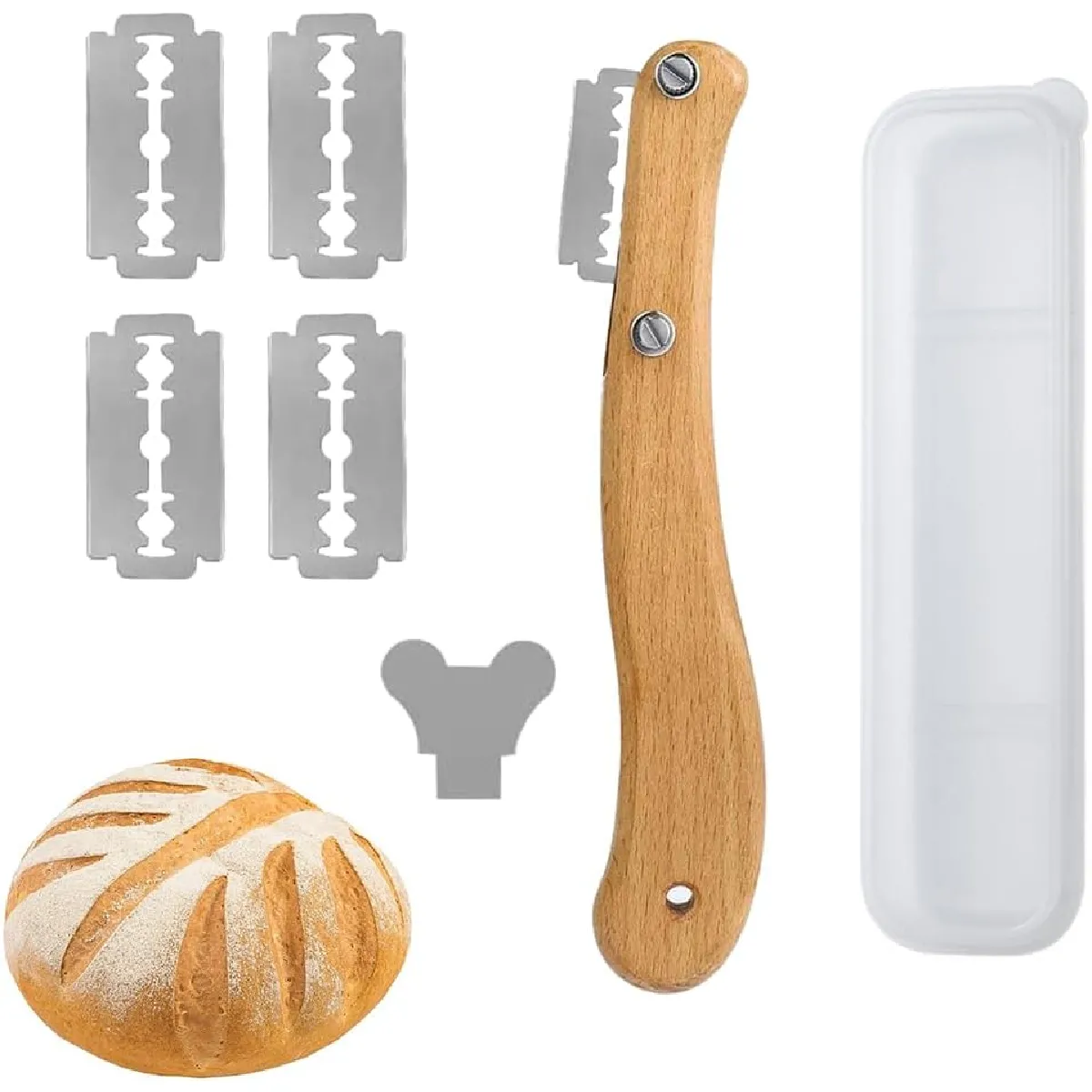Couteau à Pain en Bois avec Lames Interchangeables