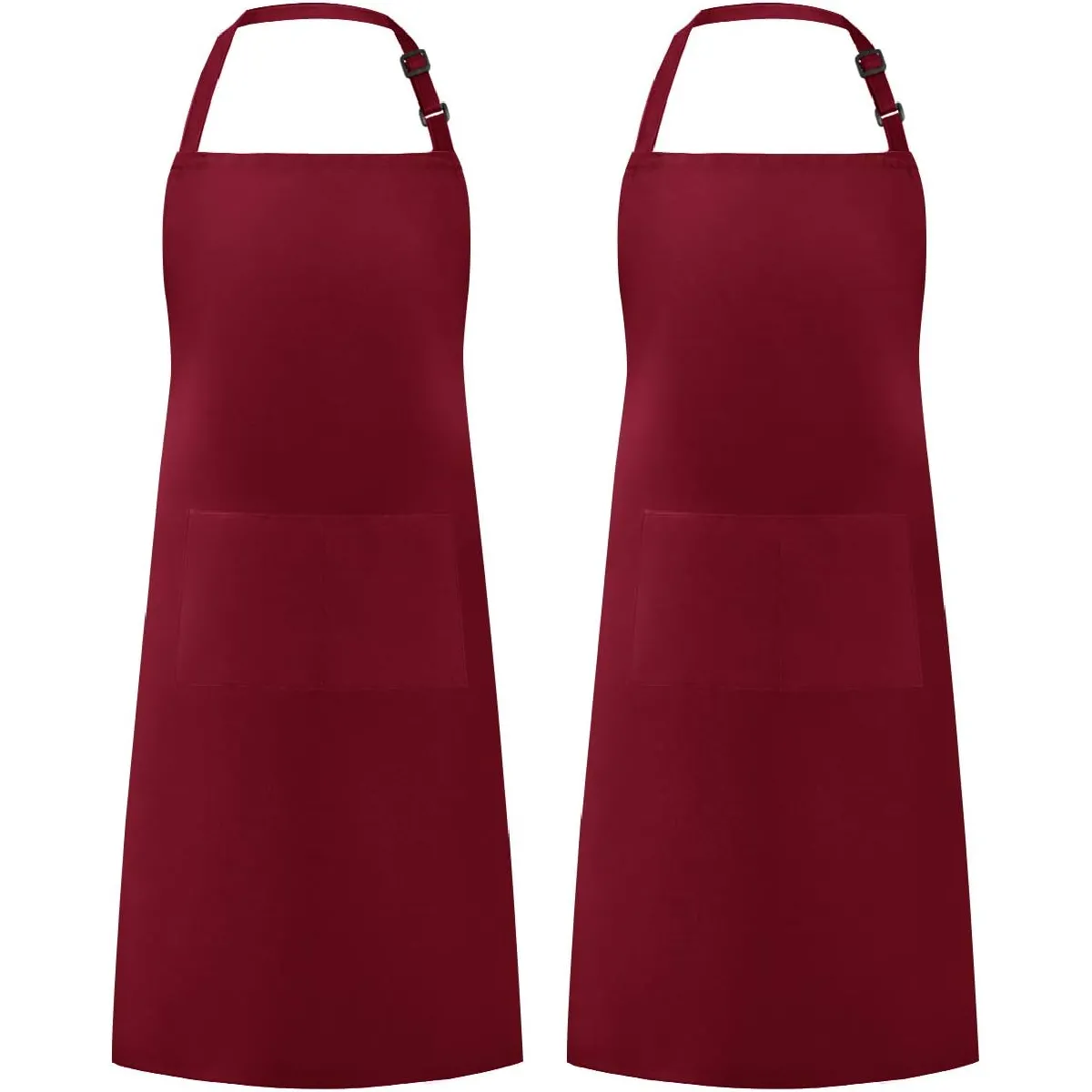 Vendos85 Unisex Rouge Grand Tablier De Cuisine E Avec Poches Foncé Basique