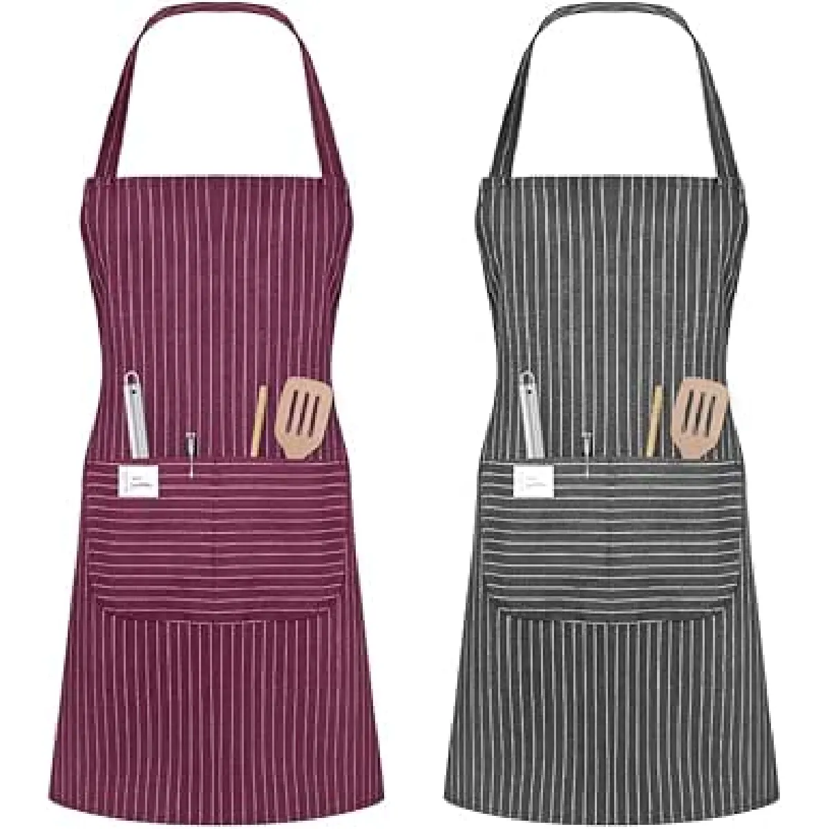 Vendos85 Unisex Gris/Rouge Tablier De Cuisine Ajustable E Et