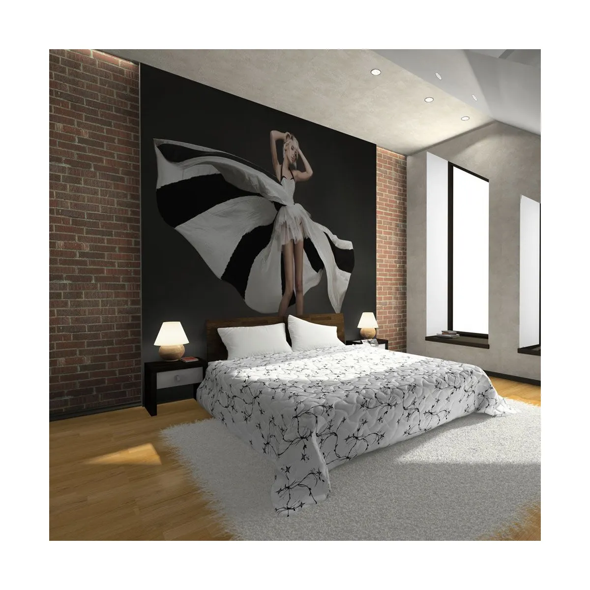 Papier Peint Belle Femme Blonde à la Robe Merveilleuse 193 x 250 cm