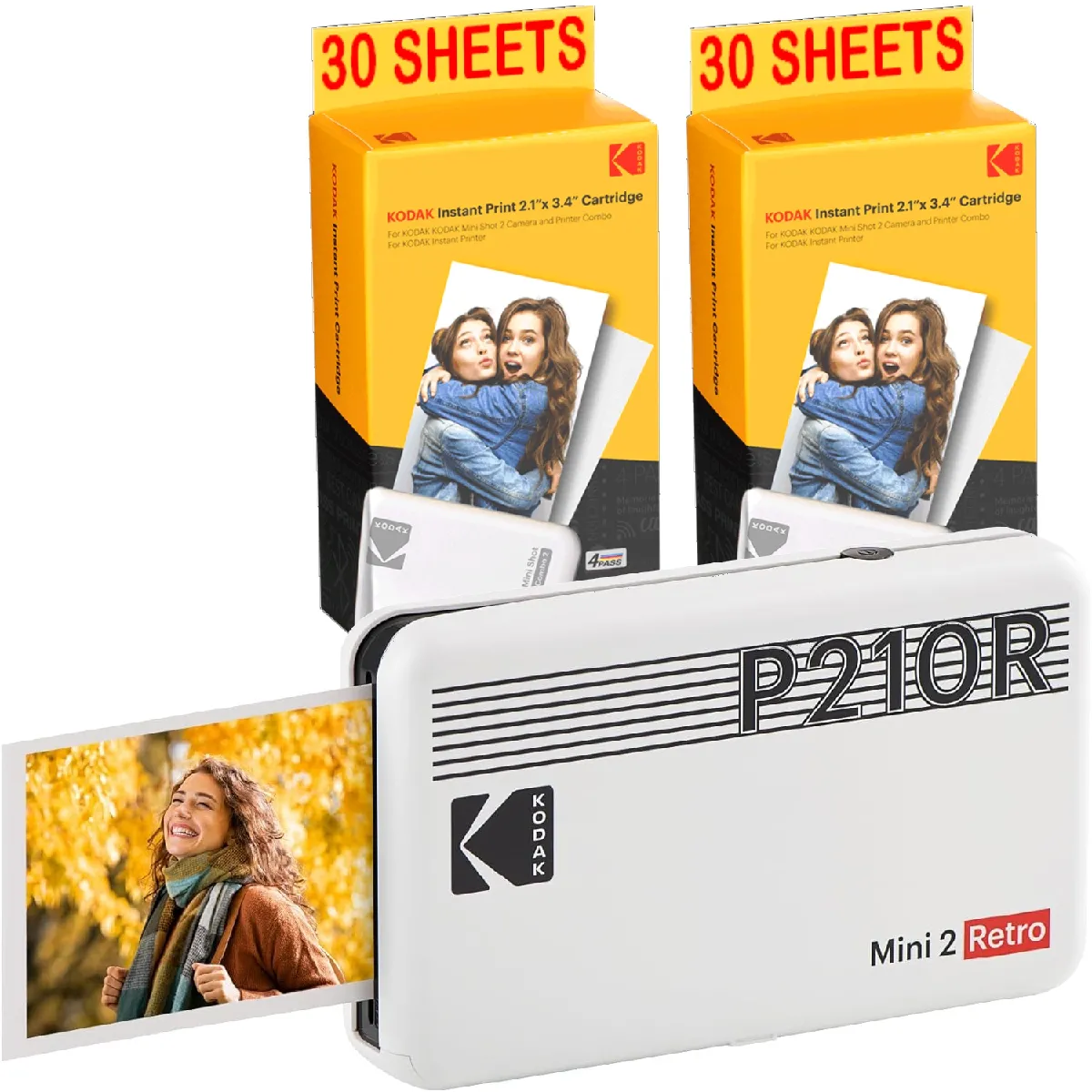 KODAK Pack Mini Imprimante P210 Retro 2 + Cartouche et papier pour 30 photos Imprimante Connectée Bluetooth Photos format CB 5 3 x 8 6 cm Batterie Lithium Sublimation Thermique 4Pass Neuf - vue 9