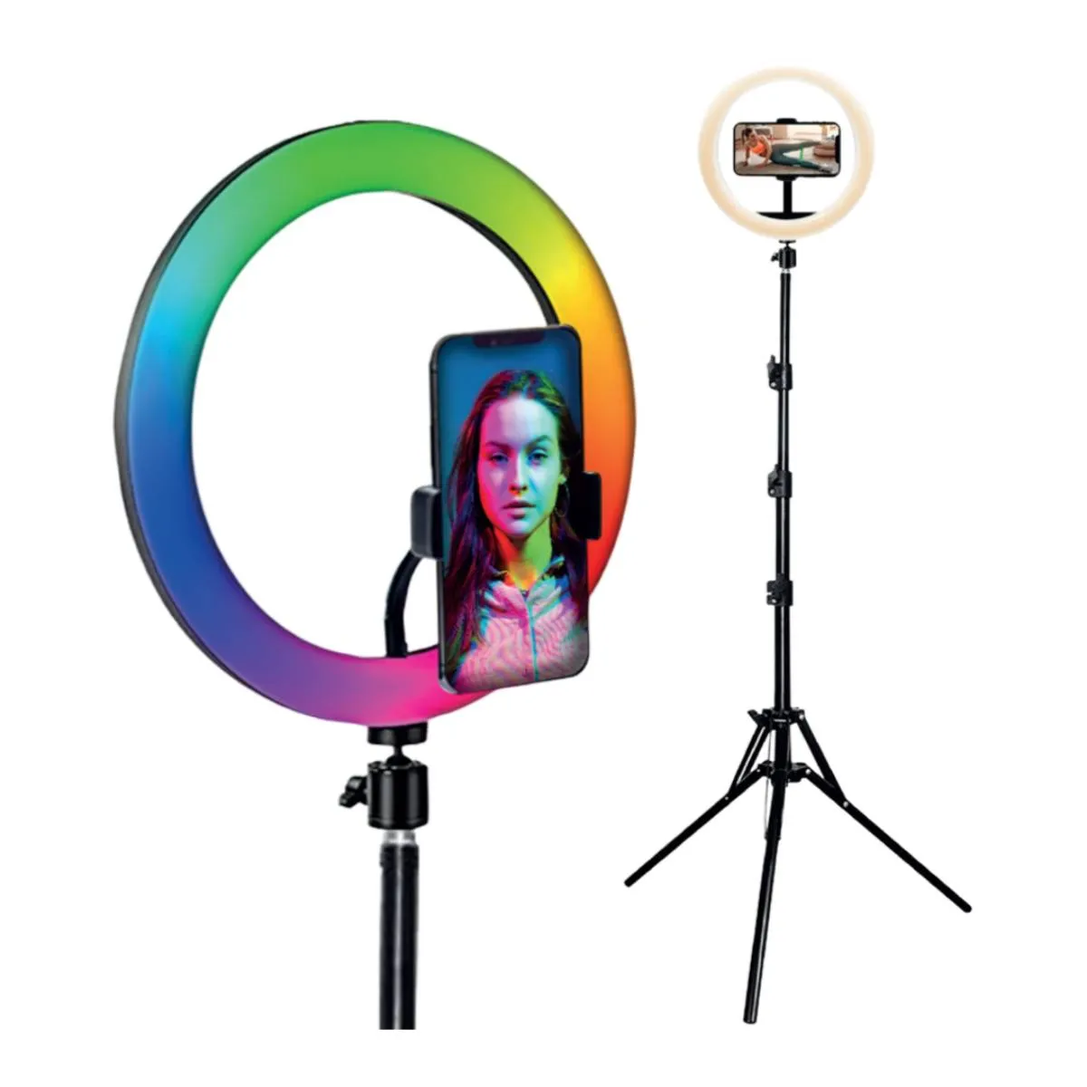 Vlogging Kit Eclairage anneau & Couleurs Diamètre 26cm Trépied 1.6m + Déclencheur photo à distance Bigben Neuf - vue 4