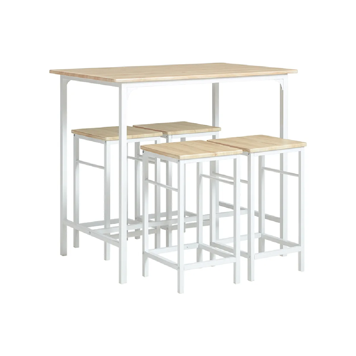 SoBuy OGT11-WN Set de 1 Table + 4 Tabourets Ensemble Table de Bar Bistrot + 4 Tabourets avec Repose-Pieds Table Haute Cuisine