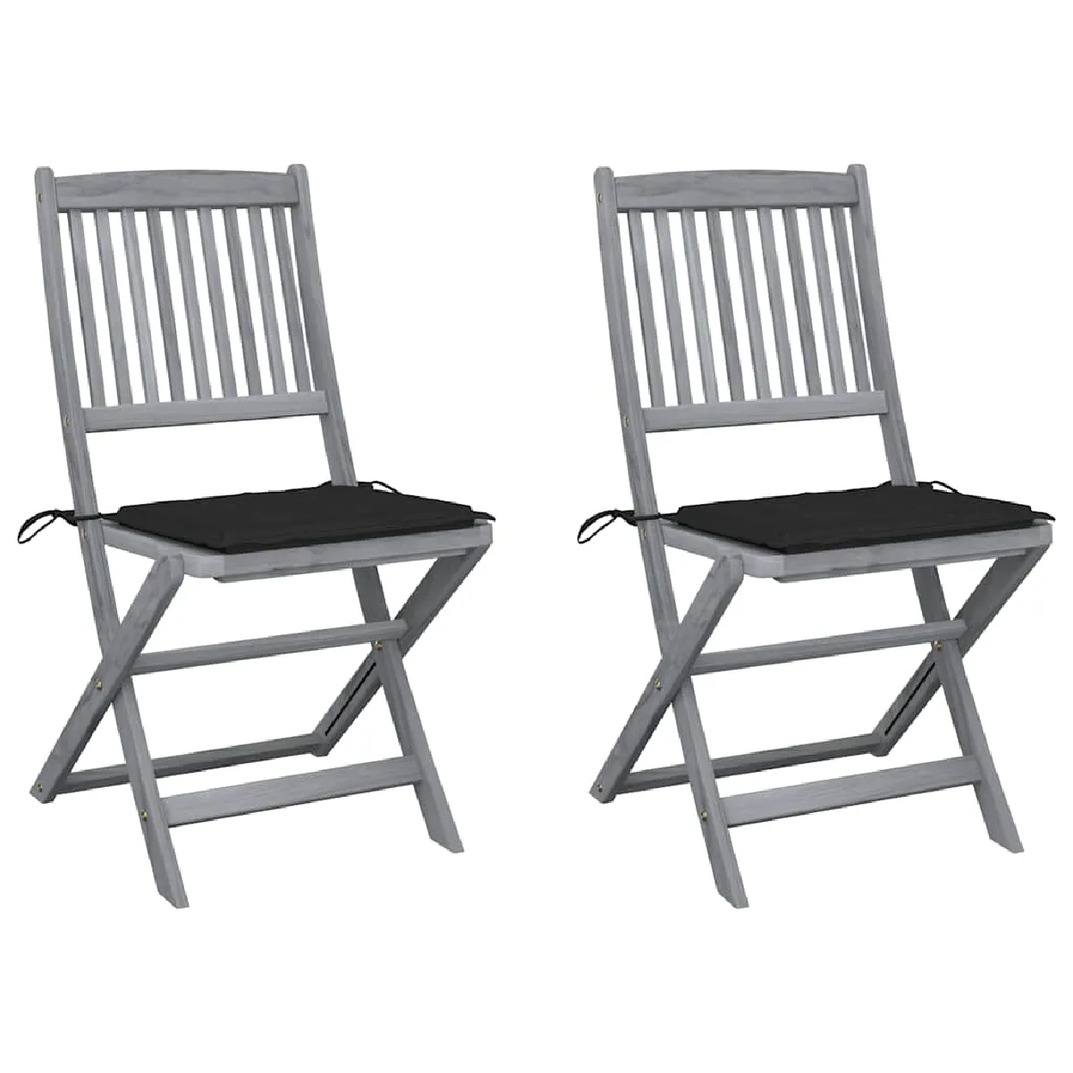 vidaXL Chaises pliables d'extérieur lot de 2 et coussins Bois d'acacia