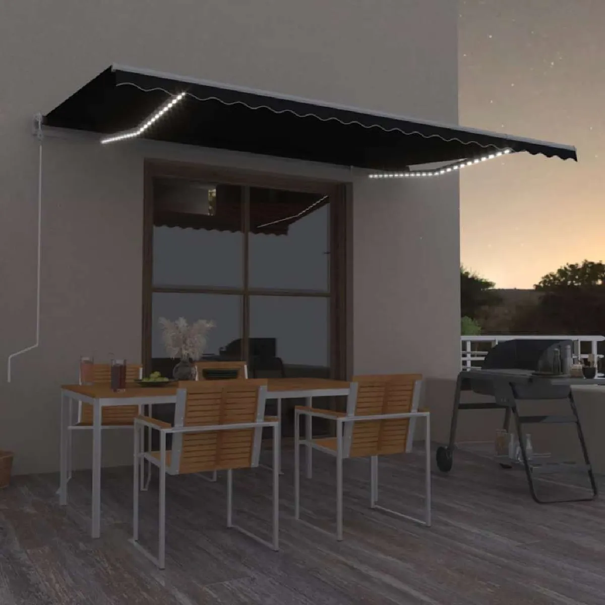Vidaxl Auvent - 500x300 cm - Motorisé - Résistant aux UV - Tissu en Polyester haute densité Gris - vue 2