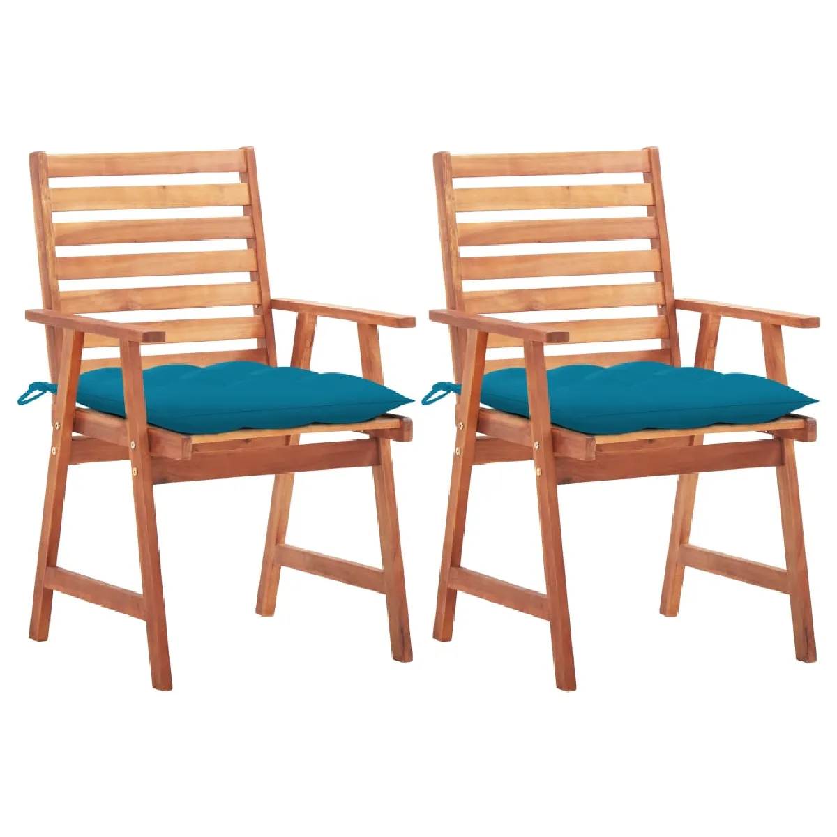 vidaXL Chaises à manger d'extérieur lot de 2 et coussins Acacia massif