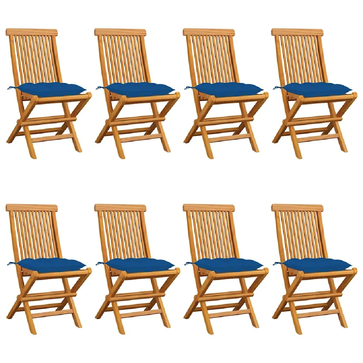 VIDAXL - Chaises de jardin - Teck Massif - Lot de 8 - Bleu - Image 3