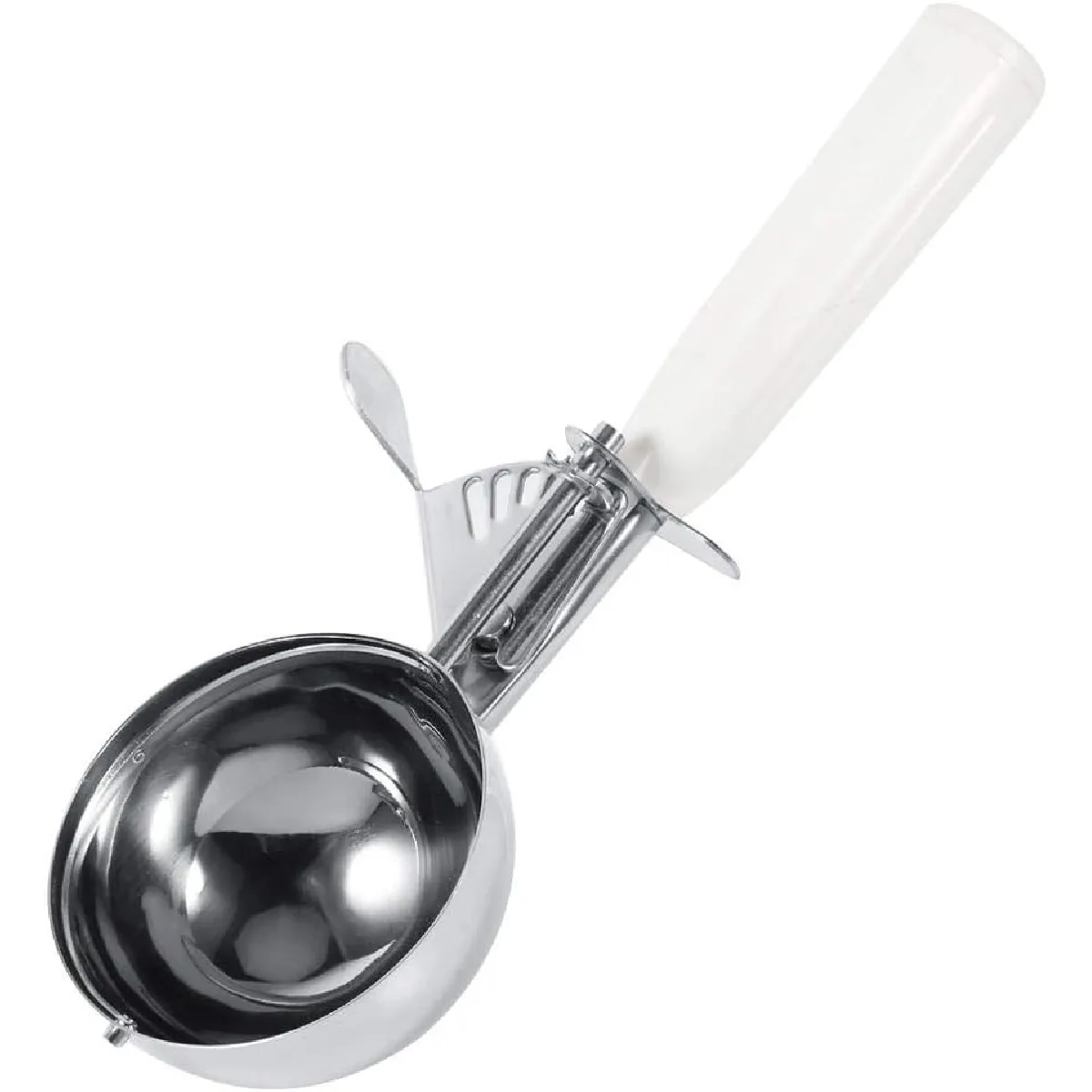 Cuillère à glace en acier inoxydable avec gâchette blanc