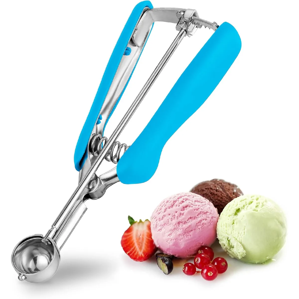 Mini cuillère à glace et biscuits 25 mm en inox bleu