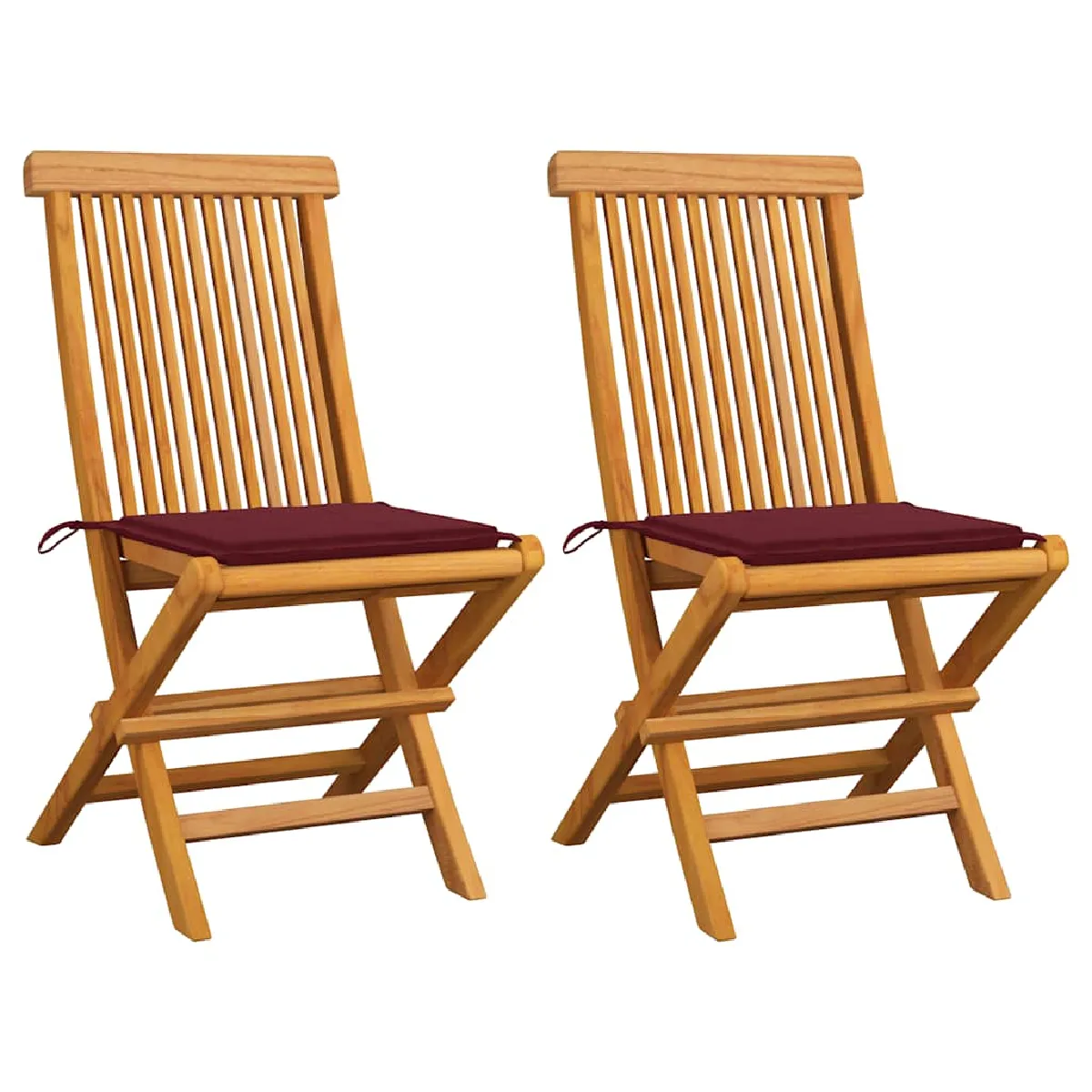 vidaXL Chaises de jardin en teck avec coussins - vue 3